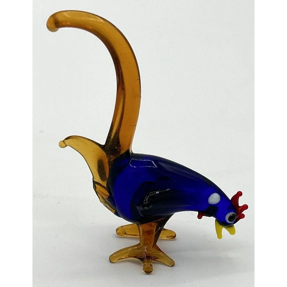 Vintage Unique Blown Glass Chicken Figurine 3